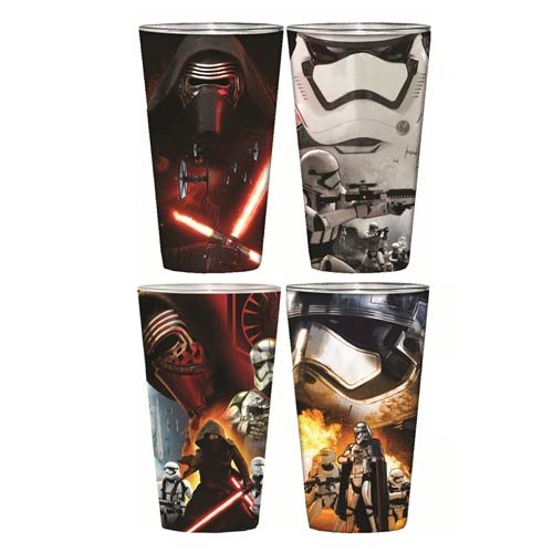 Star Wars: Episode VII - The Force Awakens Villain Poster Clear Full Wrap Pint Glass 4-Pack